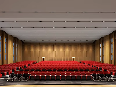 Cinema Interior With Red Seats And Wooden Walls 3d model