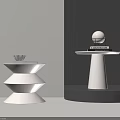 Modern White Side Tables Featuring Stacked Design Cylindrical Base And Decorative Sphere Books 3d model