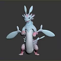 Cute Fantasy Game Movie Character With Blue Pink Fins And Dragon Like Frilled Design