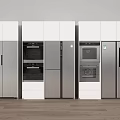 Modern Kitchen Refrigerators and Freezers with Silver White Built in Cabinets
