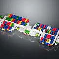 Colorful Lego Brick Construction With Multicolored Blocks And Connected Sections 3d model