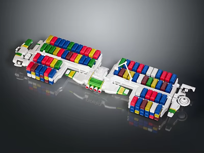 Colorful Lego Brick Construction With Multicolored Blocks And Connected Sections 3d model