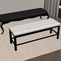 Two Elegant Upholstered Benches With Black White Seats Gold Accents And Decorative Legs