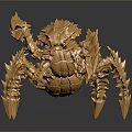 Golden Spiked Mythical Creature With Detailed Mechanical Design And Shiny Texture