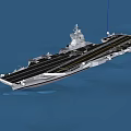 Powerful Aircraft Carrier Naval Weapon Sailing On Open Sea With Flight Deck 3d model