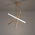 Modern Gold Crossed Pendant Light with LED Tubes and Ceiling Mount Design