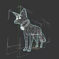 Low Poly Fox Character With Collar And Blue Pendant Standing On Dark Background