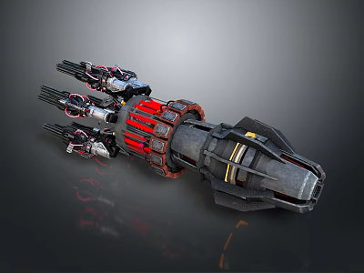 Futuristic Spacecraft Propulsion Engine 3D Model With Red Black Components 3d model