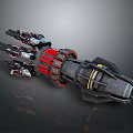 Futuristic Spacecraft Propulsion Engine 3D Model With Red Black Components