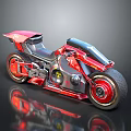 Futuristic Red And Black Motorcycle With Sleek Design And Red Rims