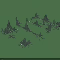 Ruined Scene Structural Components Featuring Broken Stone Pillars And Wall Debris