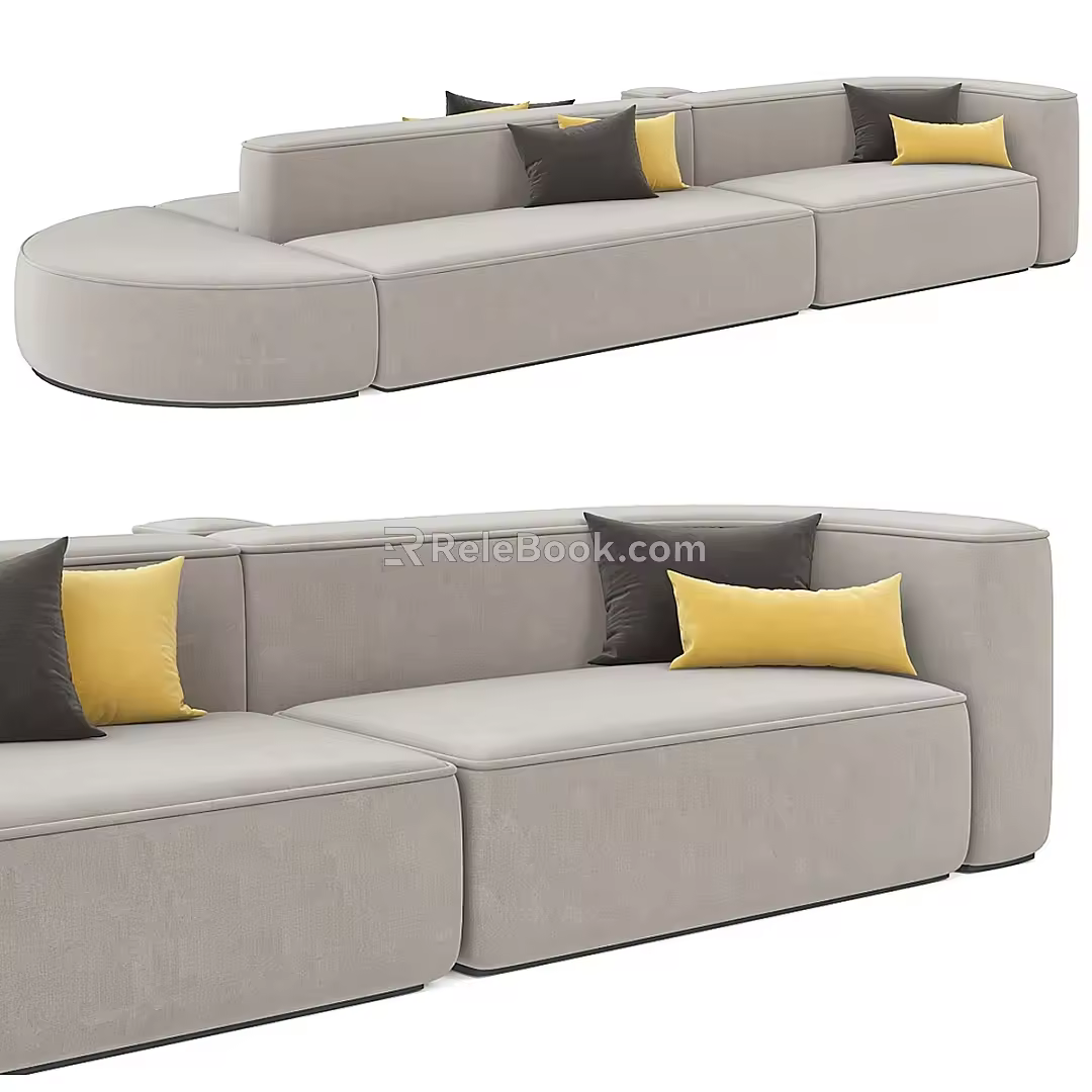 modern aisle multiplayer sofa public space sofa 3d model