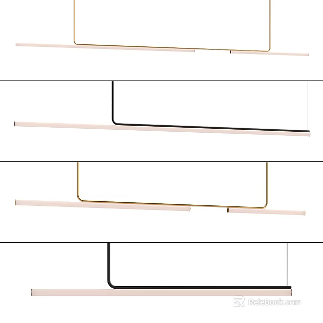 Modern Minimalist Gold Linear Chandelier With Sleek Metal Design For Living Areas 3d model 