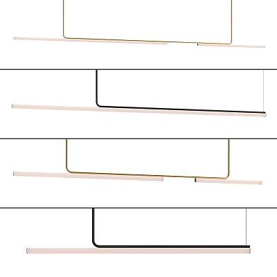 Modern Minimalist Gold Linear Chandelier With Sleek Metal Design For Living Areas 3d model