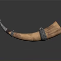 Handcrafted Traditional Horn With Intricate Silver Metal Accents And Polished Surface