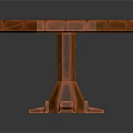 Orange Octagonal Wooden Table with Shiny Wood Grain and Sturdy Pedestal Base Design