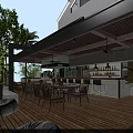 Modern Detached Villa with Palm Trees Lush Greenery and Wooden Deck Entrance