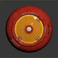 Red Gas Cylinder Featuring Metal Valve Top And Shiny Cylindrical Body