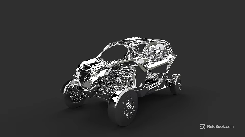 Modern Car Skeleton Design With Transparent Structure And Mechanical Parts 3d model 