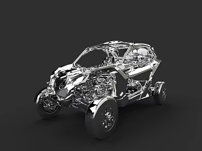 Modern Car Skeleton Design With Transparent Structure And Mechanical Parts 3d model