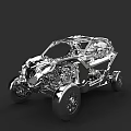 Modern Car Skeleton Design With Transparent Structure And Mechanical Parts