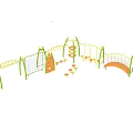 Colorful Outdoor Playground Equipment With Climbing Net Slide Swings And Bridge