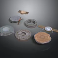 Various Designed Round Decorative Components With Textures Holes And Pointer Gauge