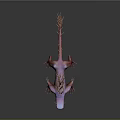 Pink Spiked Lizard Like Creature With Sharp Teeth Claws And Yellow Spines 3d model