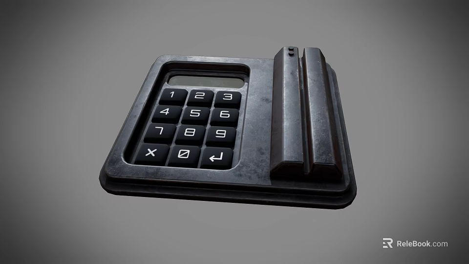 Vintage Electronic Calculator With Numeric Keypad Display Screen And Operation Symbols 3d model