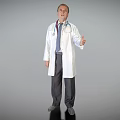 Confident Professional Man Doctor in White Coat with Stethoscope Giving Thumbs Up
