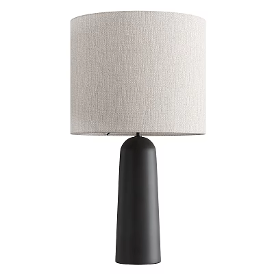 Modern Contemporary Floor Lamp With Beige Fabric Shade And Black Metal Base 3d model