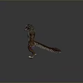 3D Fantasy Monster Character With Brown Body White Underbelly Horned Head And Purple Claws