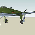 Green Fighter Jet With Propeller Landing Gear And Cockpit
