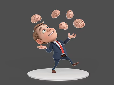 Smart Professional Lawyer Cartoon Character Animation Character Movie Character Game Character Hand-held Silhouette Brain Pride 3d model