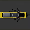 Yellow Three Wheeled Motorcycle With Black Seat And Orange Handlebar Lights