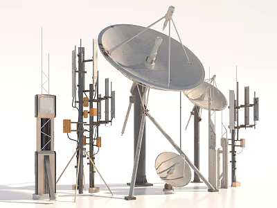 Advanced Military Weapon Surveillance Systems With Radar Dishes And Communication Towers 3d model