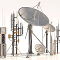 Advanced Military Weapon Surveillance Systems With Radar Dishes And Communication Towers