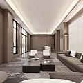 Modern Dining Living Room Interior Design With Large Windows Sofa Bar Counter And Stools