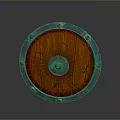 Wooden Shield With Metal Center Riveted Edge And Distressed Texture
