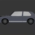 Retro Two Door Car With Black Body Front Grille Blue Headlights Red Tail Lights