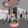 Modern Clothing Store Interior With Pink Black Decor Mannequins And Display Tables