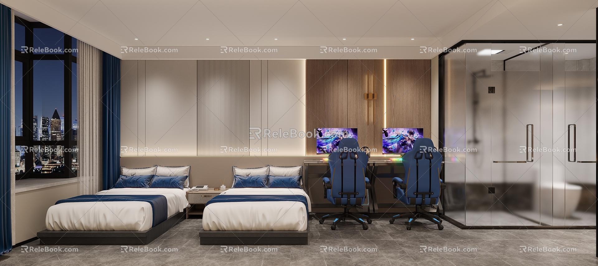 E-sports Hotel Modern Rooms 3d model