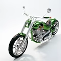 Green and Silver Motorcycle Modern Streamlined Design with Large Wheels Chrome Accents and Stylish Seat