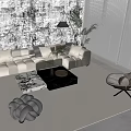 Sofa coffee table combination 3d model