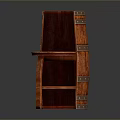 Unique Wooden Bar Stool With Barrel Shaped Backrest And Metal Straps Design