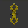 Golden Cross Shaped Vajra Weapon With Intricate Floral Designs And Shiny Metallic Finish