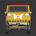 Vintage Yellow Utility Truck with Red Roof Side Stripes and License Plate 080