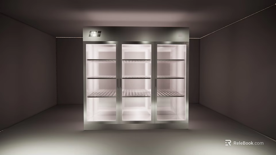 Modern Display Cabinet Shelving With Glass Doors Multiple Shelves Metal Frame And Illuminated Design 3d model 