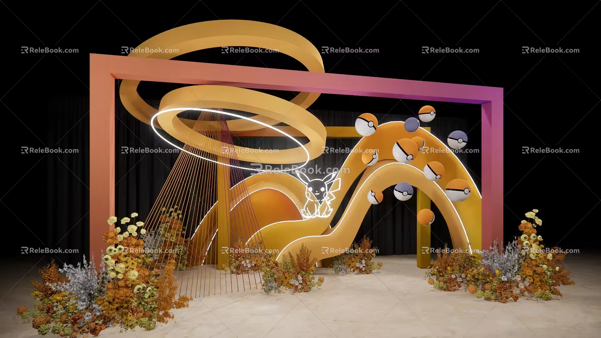 988MM Pikachu Theme Welcome Area Design Wedding Sippet Master and Design Material Effect Drawing Including Production Documents 3d model