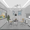 Modern Dental Clinic Interior With Treatment Chair Lights And White Cabinets